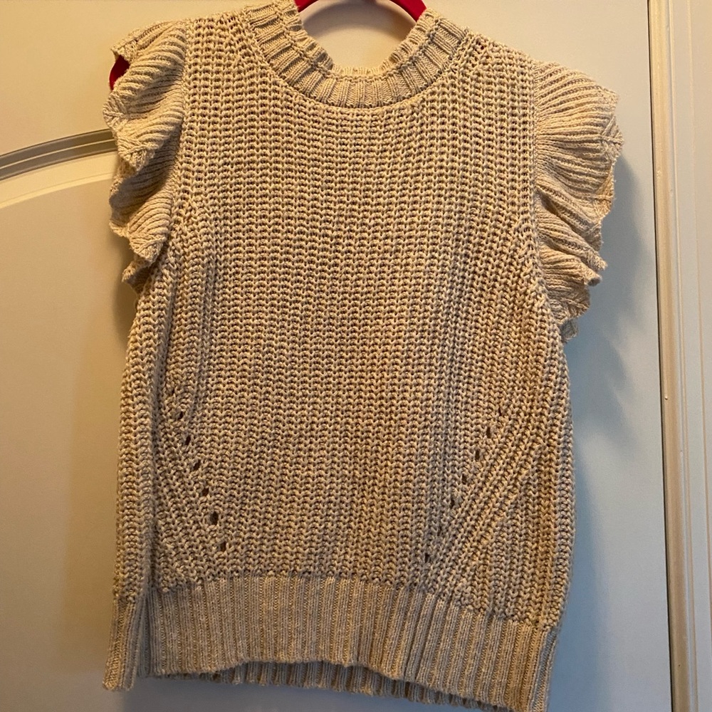 Tan flutter sleeve sweater